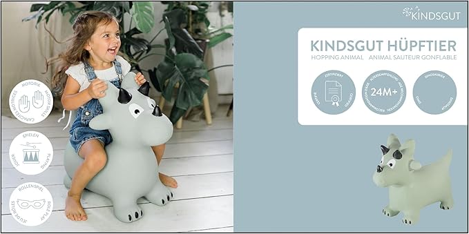 Kindsgut Bouncy Animal Hopper Dino for Children, Designed in Germany, Playful and Modern Colors, air Pump Included, Indoors and Outdoors