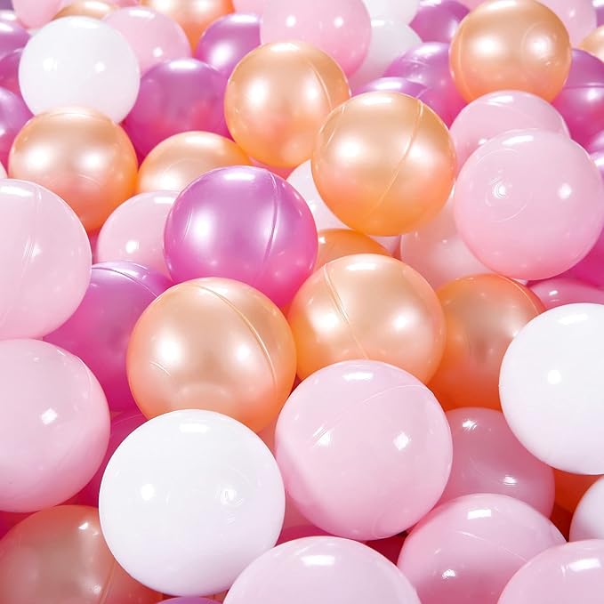 Ball Pit Balls Pack of 100 200 500 - Star and Round Set BPA Free Phthalate Free Non-Toxic Crush Proof Play Balls Soft Plastic Balls for Toddlers Baby Kids Birthday Pool Tent Party