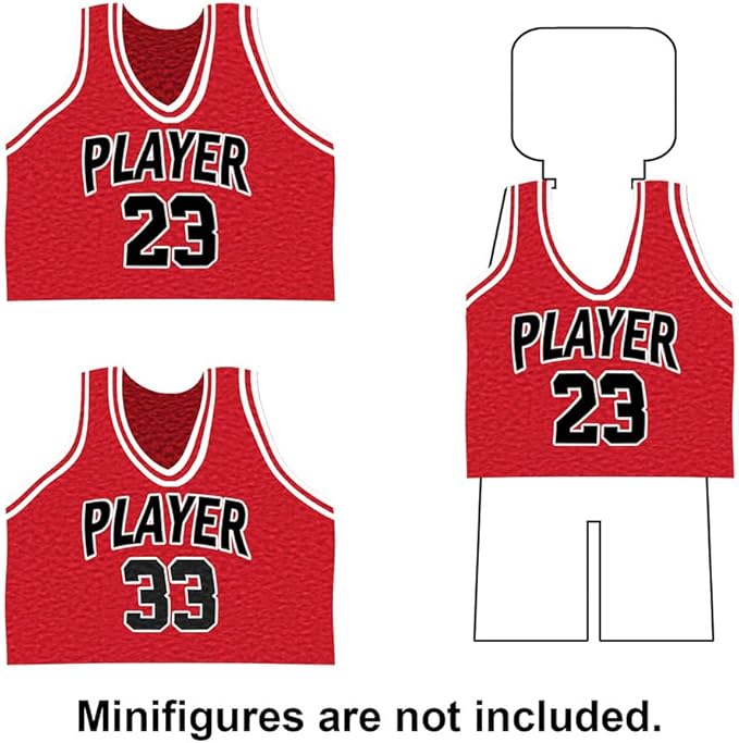 Building Blocks Toy - Basketball Court Baseplates and Sets of 2 Basketball Hoop Basketball Goal Building Bricks for Basketball Game - Compatible with Major Brands (Basketball Playset/Red)