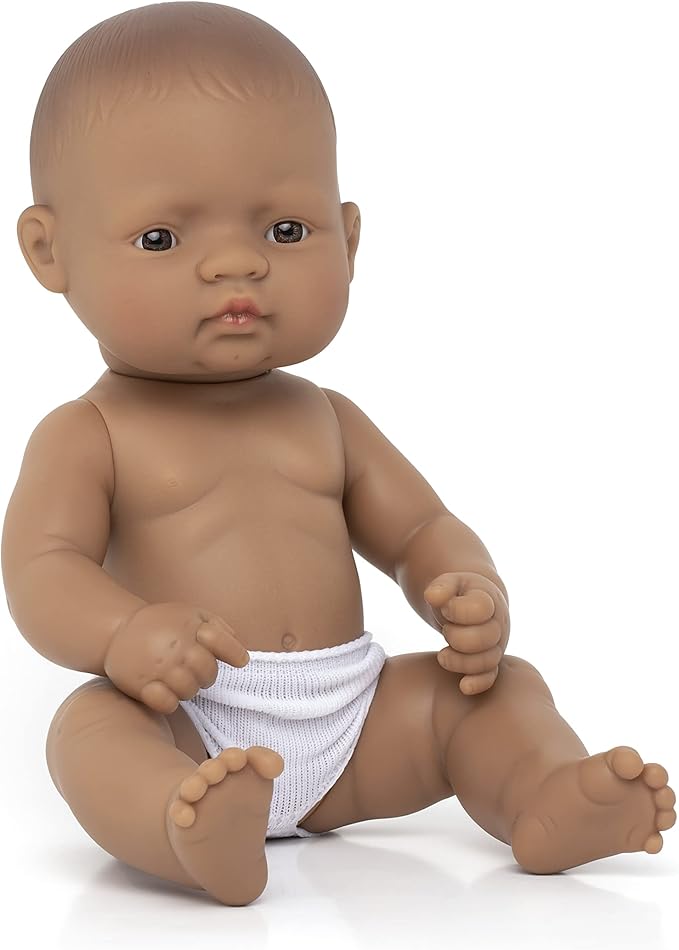 Miniland Doll 12 5/8'' Hipanic Girl (Polybag) - Made in Spain, Anatomically Correct, Quality, Inclusion