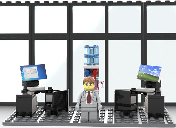 Custom Toys & Hobbies INC Building Bricks Businessman Lawyer Office Setup- Premium Quality Desk Keyboard Computer & Minifigure Holiday Birthday Gift for Kids (Full Office)