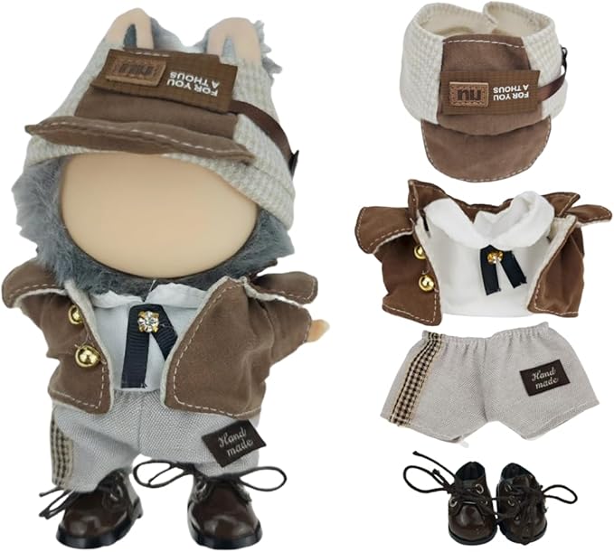 17cm Doll Clothes - 6 Set for 6.7 inches Doll Outfit，Clothing for Dolls Accessories.Cute Clothes for Dress up (dollsuit-Brown)