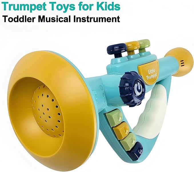 Musical Instruments Toys for Kids, Toddlers Little Trumpet and Baby Educational Toy for Girls & Boys Ages 1-3 (Blue)