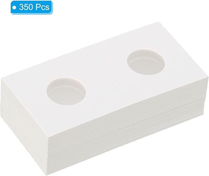 PATIKIL 2x2 Coin Flips, 350 Pack 20.5mm Cardboard Coin Holder Paper Coin Holders for Coin Collection Supplies Collector, White