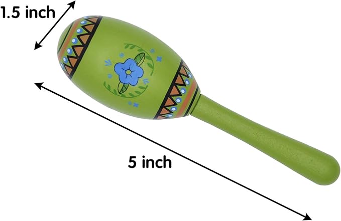 JOYIN 12 Mini Wooden Fiesta Maracas 6 Designs Noisemaker for Mexican Fiesta, Cinco De Mayo Party Favors, Musical Fun, Birthday Parties, Luau Party, Carnivals, Taco Tuesday Event