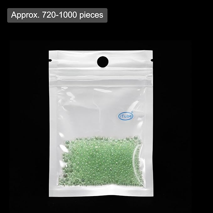 Iridescent Glass Tiny Bubble Beads, 0.4-3mm 10g No Hole Micro Mini Round Mint Green Water Droplets Beads - Applications: for Resin Filler, Nail Art, Dollhouse Bath Tub