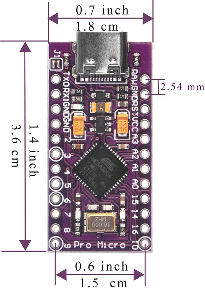 3pcs Pro Micro Board 5V/16MHz Module Board Type C Port for Arduino Leonardo