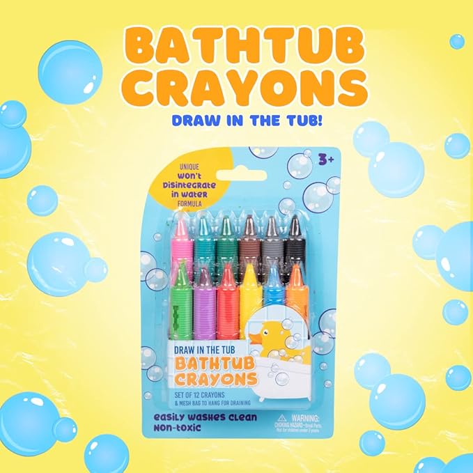 Bath Crayons Super Set - Set of 24 Draw in the Tub Colors with Bathtub Storage Mesh Bag -Non-Toxic, Safe for Children, Won't Disintegrate in Water -Art Project for Kids and Toddlers, Fun Gift for Kids
