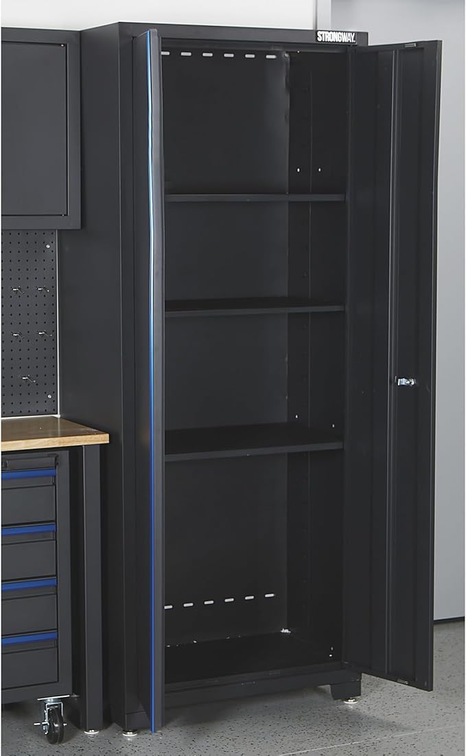 Strongway Steel Garage Storage System with Drawers, Pegboard, Shelves, Tabletop, 2 Rolling Cabinets, 81.5in. x 75.7in.
