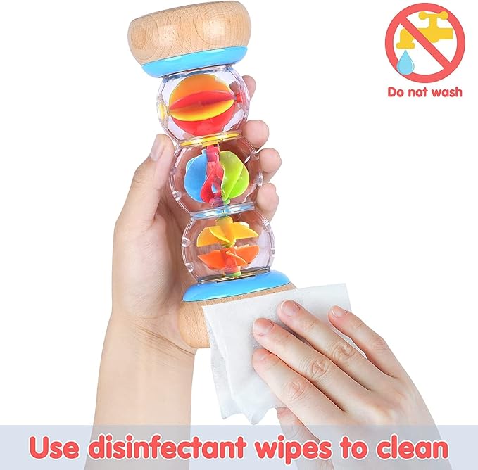 Rainmaker - Montessori Baby Toys for 6-12 Months 1 Year Old, Newborn Baby Rattle Shaker Sensory Toy, 7 inch Wooden Rain Stick Baby Musical Toys for 6 7 8 9 10 Month Infant Toddlers Gift