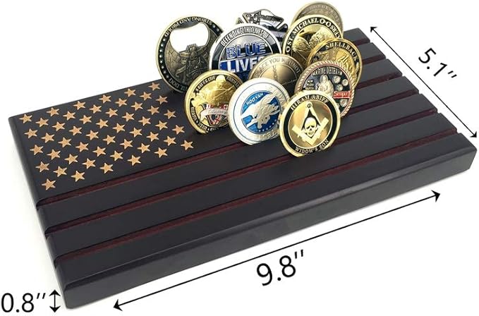American Flag 6 Row Challenge Coin Holder Military Coin Display Stand