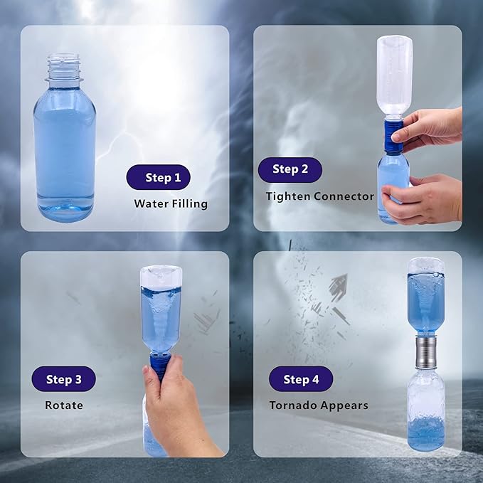 Tornado Maker, Weather Toys, Ultra-Light Aluminum Connecting Tube, Including 2 Empty Bottles, Watertight Tornado Toy, Suitable for Kids' Science Experiments (Golden)