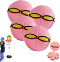 Magic Meta Ball, Children's Bouncing Ball, Magic Metaball, Magical Flying Saucer, Bouncy Balls, Parent-Child Interaction, Interactive Pop-Up Time Delay Transformation Toy Outdoor (pink-4, 6 lights)