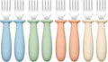 DRKIO 8 Pieces Toddler Forks Set - Baby Forks with Silicone Handle Children safe 18/8 Stainless Steel Toddler Utensils Set for Self Feeding Kids Silverware Anti-Choke Design Food Grade Dishwasher Safe