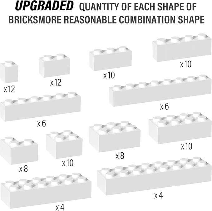 100 Piece Classic Building Blocks, Compatible with Lego, White Bricks in Bulk