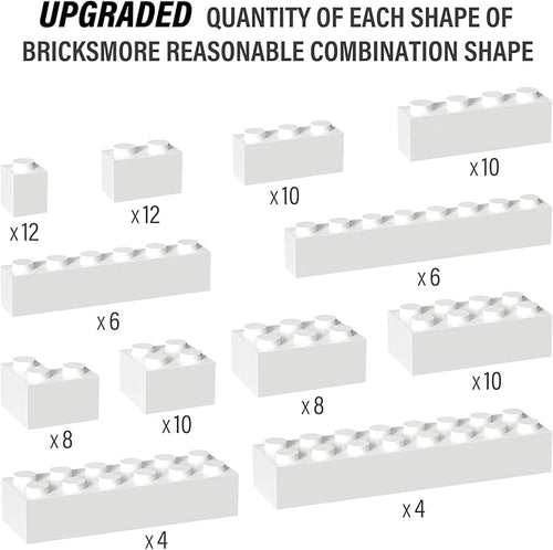 100 Piece Classic Building Blocks, Compatible with Lego, White Bricks in Bulk