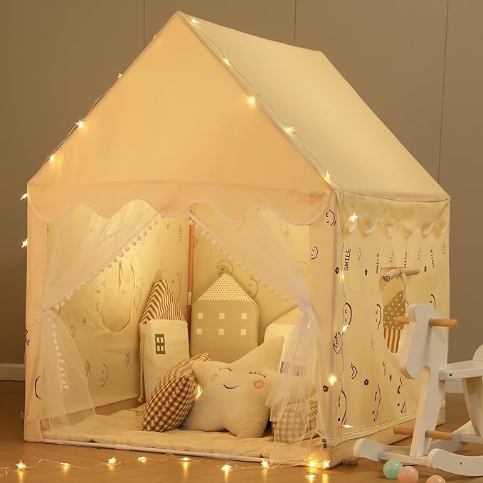 Kids' Play Tents Children's Play Tent Neutral Color Boys Girls Playhouse Toddler Indoor Secret Base Outdoor Camping Toy House Children's Birthday