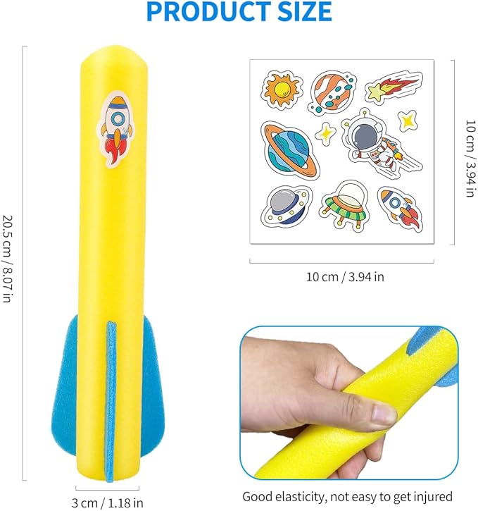 Banvih Rocket Launcher Refills for Kids, 8 Foam Air Rockets, Outdoor Toys Games Launcher Accessories, Birthday Gifts for Toddler Boys Age 3 4 5 6 7 8+ Years Old