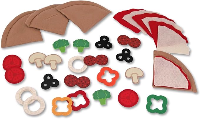 Melissa & Doug Felt Food Mix And Match Pizza Play Food Set - 42 Pieces Felt Pizza Play Set For Kids Kitchen, Pretend Toy For Toddlers And Kids Ages 2+