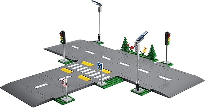 LEGO City Road Plates 60304 - Building Toy Set, Featuring Traffic Lights, Trees, Glow in The Dark Bricks, Combine City Series Sets, Great Gift for Kids, Boys, and Girls Ages 5+