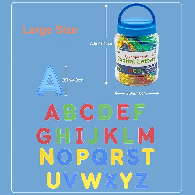 Transparent Capital Letters 52 Pcs for Light Table,Light Table Toys and Manipulatives for Kids,Educational Alphabet Set
