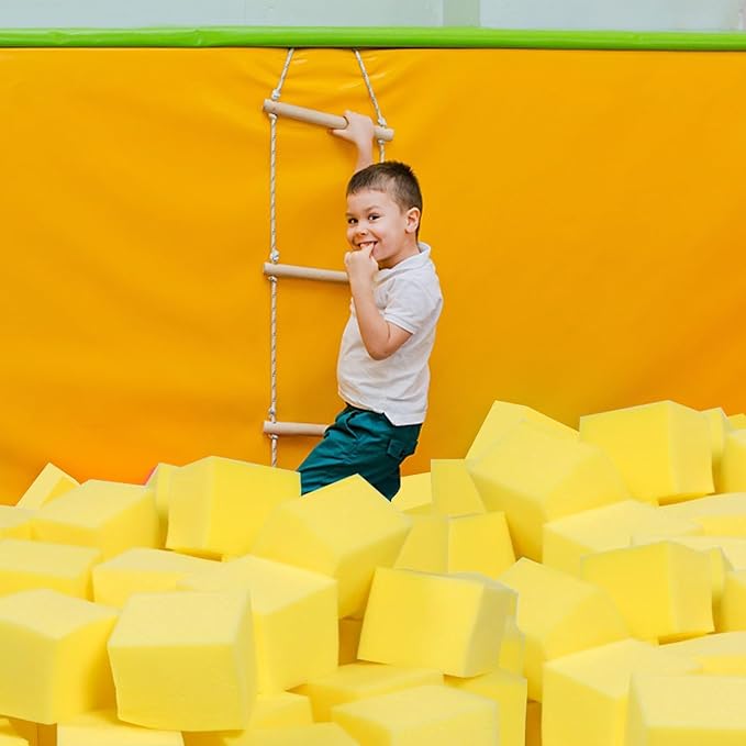 TRENDBOX 48 PCS 5" x 5" x 5" Foam Pit Blocks Sponge Cubes Foam Pit Cubes Sponge Blocks for Amusement Park, Gymnastics, Freerunning and Parkour Courses - Yellow