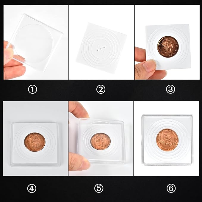 Coin Snap Holders, 20 Pieces Silver Dollar Coin Holder, Coin Capsule Storage Box with 5 Size (20/25/30/35/40 mm) Adjustable Gaskets, Coins Collection Supplies for Collectors-(White, 20 pcs)