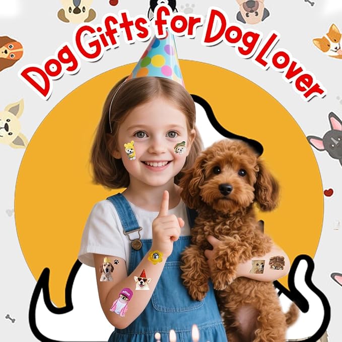 216PCS Dog Meme Temporary Tattoos, Pre-Cut Funny Dogs Party Tattoo Stickers Birthday Decorations Supplies Party Favors, School Rewards Gifts Idea for Boys Girls