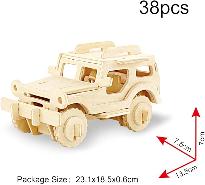 Georgie Porgy 3D Wooden Puzzles for Kids Toys Construction Woodcraft Kits DIY Model Puzzle Kits Birthday Gifts Pack of 3 (Sports Cars Off-Road Vehicle Pickup)