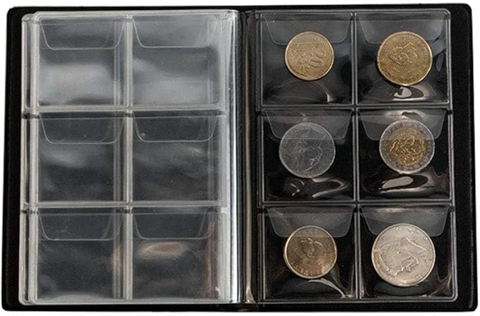 Uncle Paul Coin Album Coin Holder Coin Collection Book for Collectors CS37 (Elegant Black, 45x45 MM Pocket [Fits coins under 40mm])