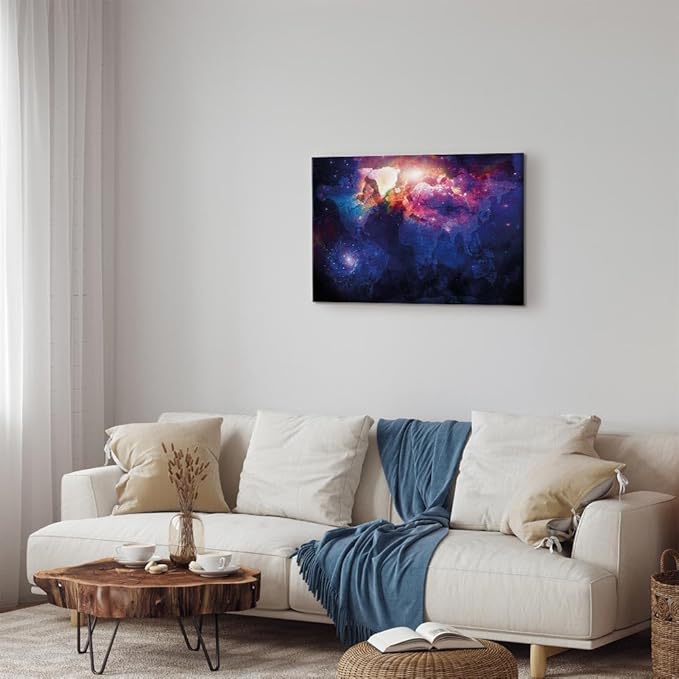 artgeist Canvas Wall Art Print Abstract World Map 24x16 in - 1pcs Home Decor Framed Stretched Picture Photo Painting Artwork Image - Country Map Map Cosmos Space k-C-0139-b-b