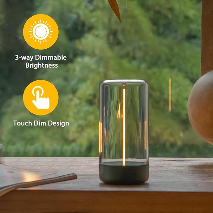 AUGE LIGHT Minimalist Desk Lamp, Rechargeable Cordless LED Lamp with 3 Dimming Modes, Small Desk Lamp for Restaurant Bedroom Bar Coffee Shop Desk Decer Dark Green