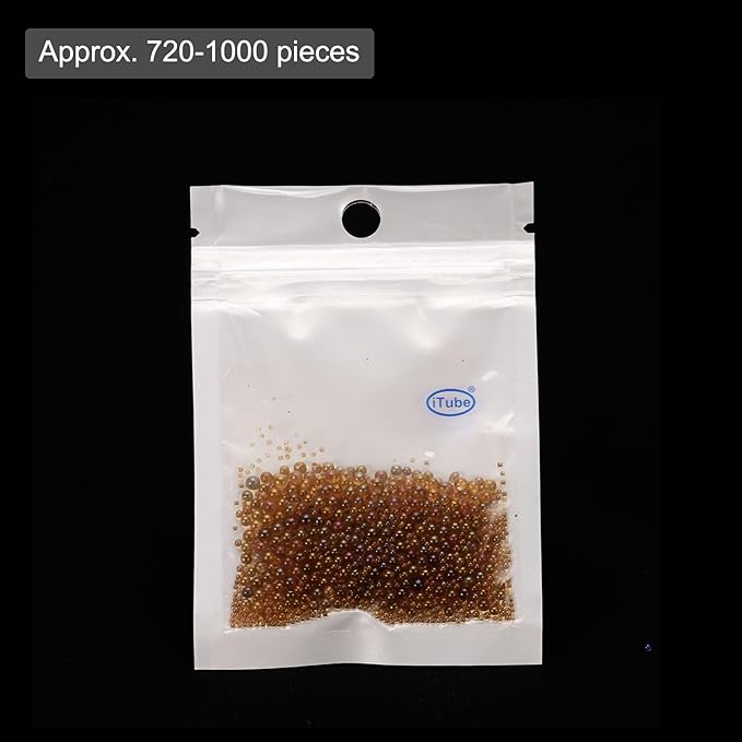Iridescent Glass Tiny Bubble Beads, 0.4-3mm 10g No Hole Micro Mini Round Coffee Brown Water Droplets Beads - Applications: for Resin Filler, Nail Art, Dollhouse Bath Tub