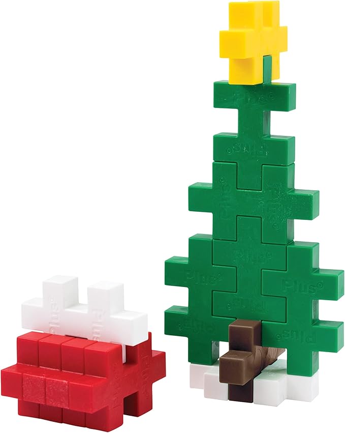 PLUS PLUS Big - Instructed Tube - 15 Piece Holiday Mix - Construction Building STEM/STEAM Toy, Interlocking Large Puzzle Blocks for Toddlers and Preschool