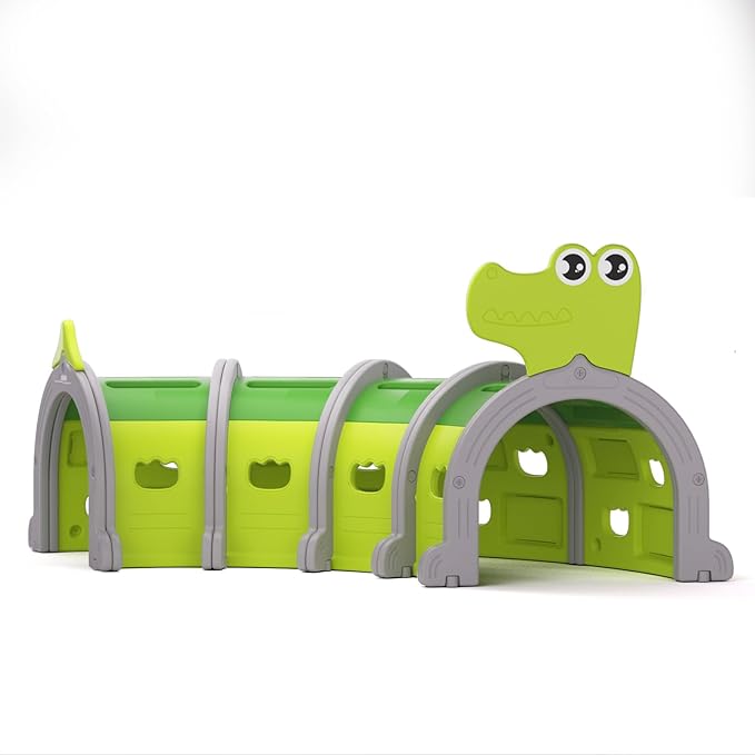 Glaf Tunnel Toys for Toddlers Climb and Crawl Baby Tunnels Play Tunnel for Kids 3-6 Years Old Indoor & Outdoor Toddler Play Equipment for Daycare, Preschool, Playground (Green, 4 Sections)