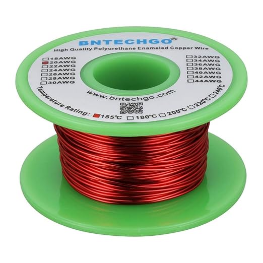 BNTECHGO 20 AWG Magnet Wire - Enameled Copper Wire - Enameled Magnet Winding Wire - 4 oz - 0.0315" Diameter 1 Spool Coil Red Temperature Rating 155℃ Widely Used for Transformers Inductors