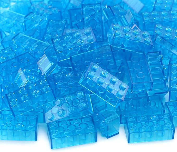 Feleph 320 Pieces Transparent Medium Blue 2x4 Bricks Parts Building kit Creative Play Set Blocks Classic Toy Accessories Compatible with 3001 Major Brands (Trans Medium Blue)