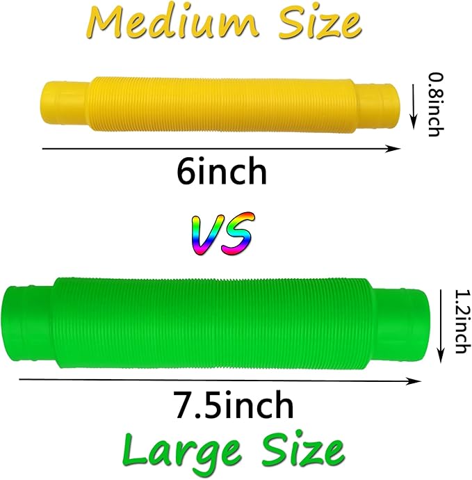 40 Large Jumbo Pop Tubes Sensory Fidget Toys for Party Favor, Classroom Prizes, Birthday Christmas Valentine Gift