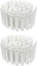 35 Inches Mini Fairy Garden Fence DIY Small Wood Decorative Picket Fence Micro Landscape Miniature Ornaments for Dollhouse, Crafts, Diorama Project, Plant Pot (White(2 PCS))