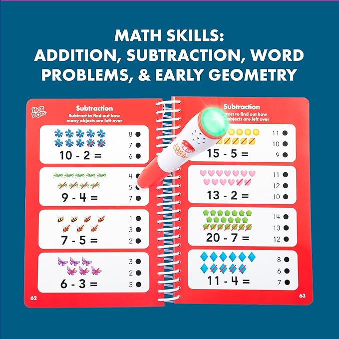 Educational Insights Hot Dots First Grade Essentials: Reading & Math Workbook - 1st Grade Workbooks with Interactive Pen, Homeschool Learning Activities, Build Reading Fluency and Math Skills, Ages 6+