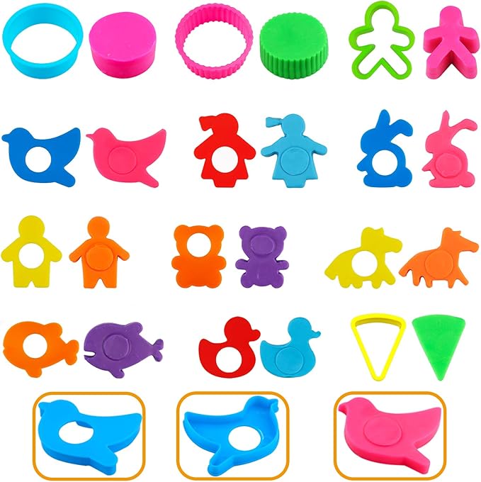 FRIMOONY Plastic Dough Tools for Kids, with Capital Letters, Cookie Cutters, Stamps, Multi-Color, 61 Pieces