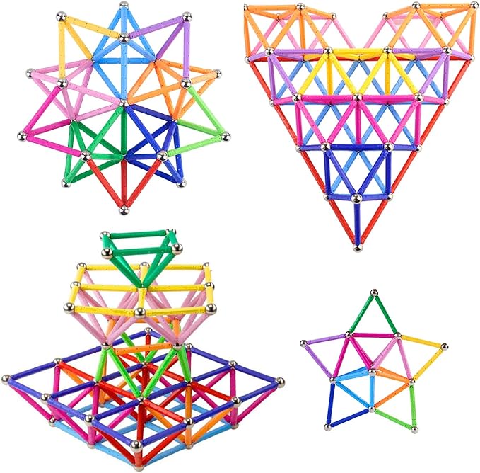 220PCS Magnetic Building Sticks Blocks, Magnet Educational Toys Magnetic Sticks Stacking Toys STEM Set, Non-Toxic Building Toy 3D Puzzle with Storage Bag