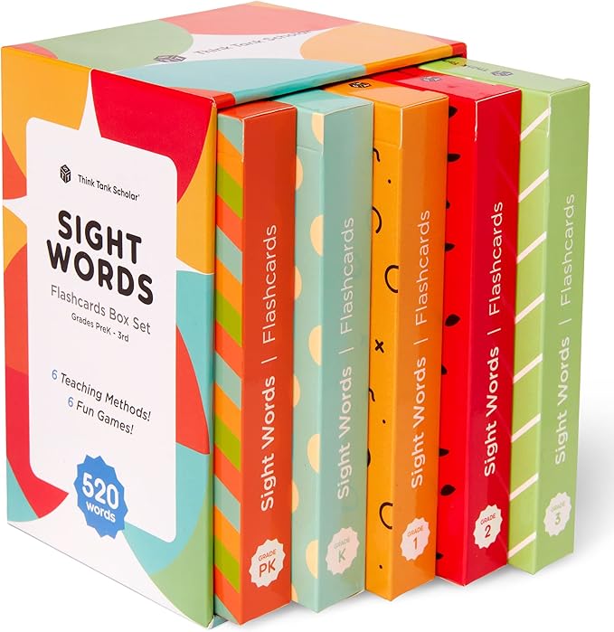 Think Tank Scholar Sight Words Flash Cards – 520 High Frequency Words for Kids Ages 3–9 – Dolch & Fry List – Award-Winning Reading Tool for Preschool, Kindergarten, 1st, 2nd, 3rd Grade – Classroom Set