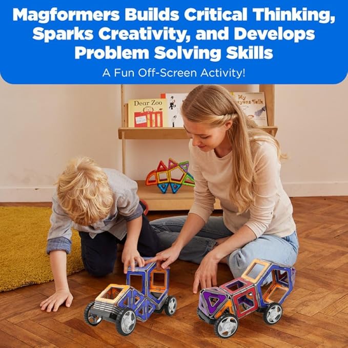 Magformers XL Cruisers Set (32-pieces) Magnetic Building Blocks, Educational Magnetic Tiles Kit , Magnetic Construction STEM Toy Set includes wheels