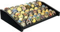 Challenge Coin Display Holder, 12 Rows Solid Wood Military Coin Stand Holds 80-100 Coins, Army Coin Display Rack for Desk (Black Finish)