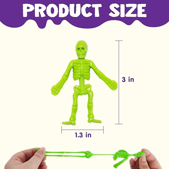 JOYIN 72 PCS Halloween Stretchy Skeletons, Halloween Stress Relief Toys Assorted 9 Colors Stretchy Skull Toys for Halloween Trick or Treat Party Favor, Halloween Goody Bag Fillers