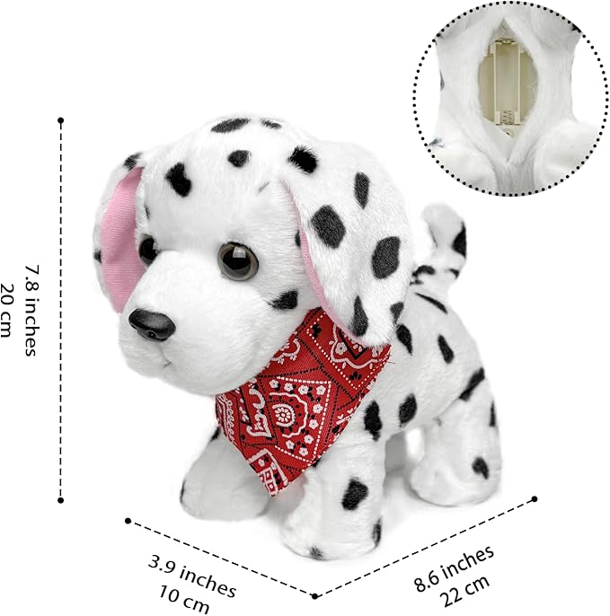 YH YUHUNG Interactive Dalmatian Walking Dog Toy with Leash Remote Dog Toy for Kids, Plush Puppy That Walks, Barks & Wags, Electrnoic Pets Soft Interactive Stuffed Animal, Battery Powered Puppy, 3+