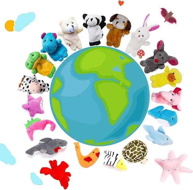 10Pcs Story Time Finger Puppets - Different Cartoon Sea Animal Finger Puppets for Toddlers Easter Basket Stuffers