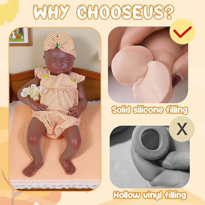 Reborn Baby Dolls Silicone Full Body 18.1in Weighted Real Life Closed-Eyes Girl Dolls Lifelike Newborn Baby Soft Body Flexible Limbs Not Vinyl