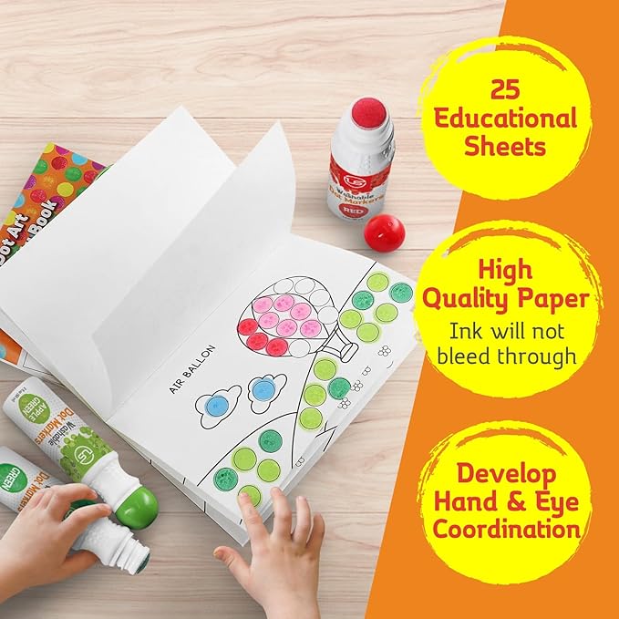 Dot Markers for Toddlers 1-3, 10 Colors Washable Bingo Daubers, Dot Art, Toddler Art and Crafts, Bingo Markers, Includes Free Dot Art Activity Book